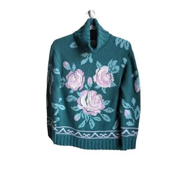 Tuckernuck Dahlia sweater size S cashmere blend floral turtleneck NEW - Picture 2 of 7